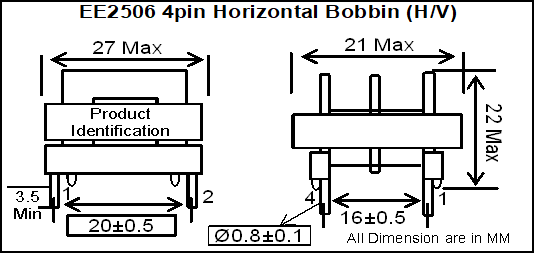 Common Mode EE2506 H/V choke