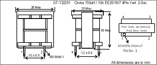 Common Mode EE2506 H/V choke